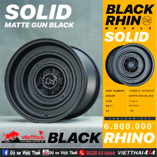 Mâm Black Rhino Solid Gun Black